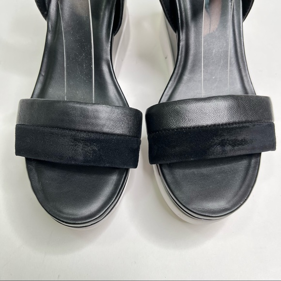 Franco Sarto Y2K 90s Black Velvet Modern Chunky White Platform Strappy Sandals - Picture 2 of 15